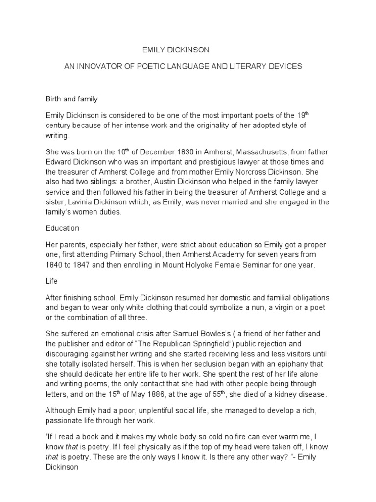 Dickinson's Poetic Innovations and Devices | PDF | Emily Dickinson | Rhyme