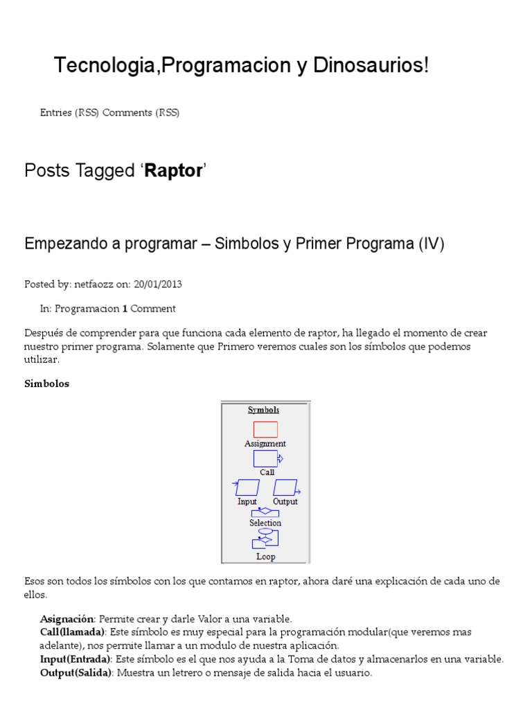 Raptor - Tecnologia, Programacion y Dinosaurios! | PDF | Menú ...