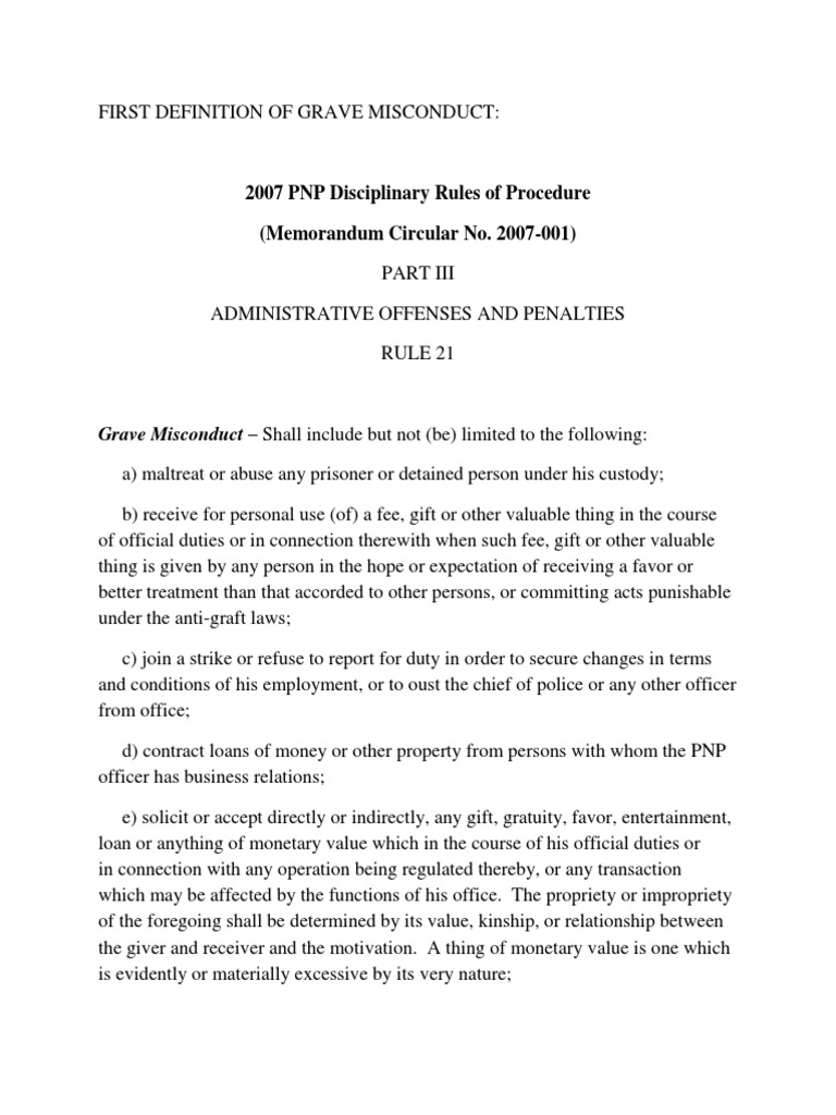 Definition of Grave Misconduct PDF Crime & Violence Crime Thriller