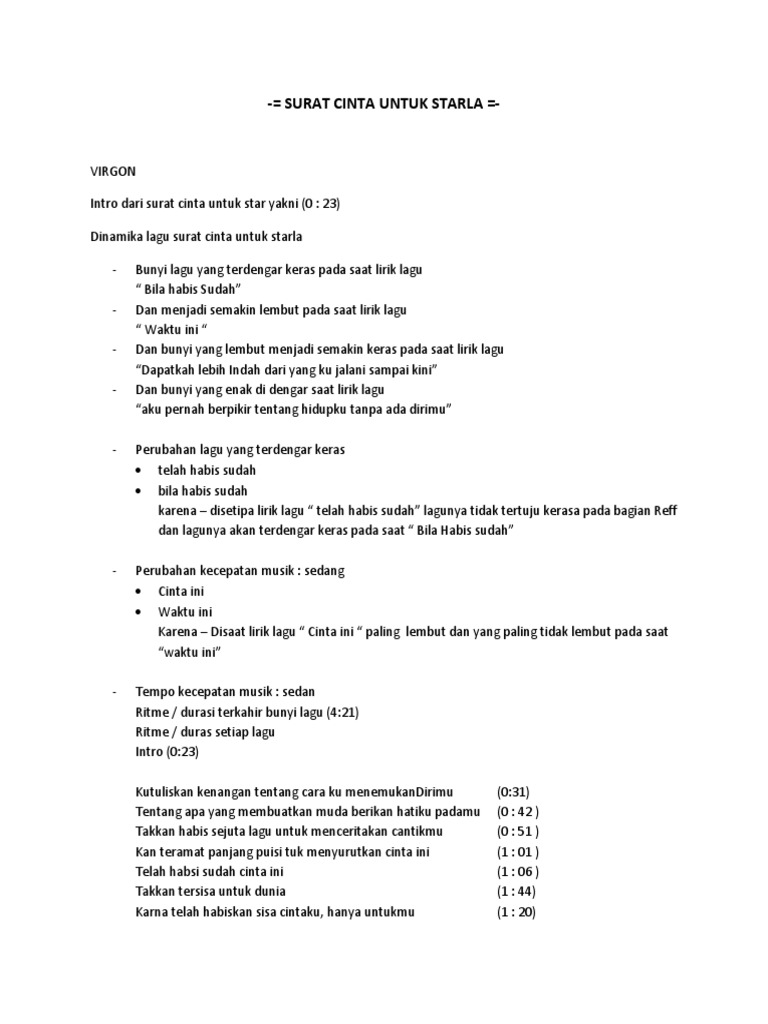 Surat Cinta Untuk Starla Lirik Dan Puisi Pantun Cinta