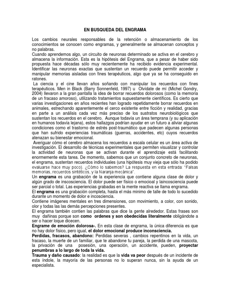 En Busqueda Del Engrama | PDF | Cerebro | Neurona