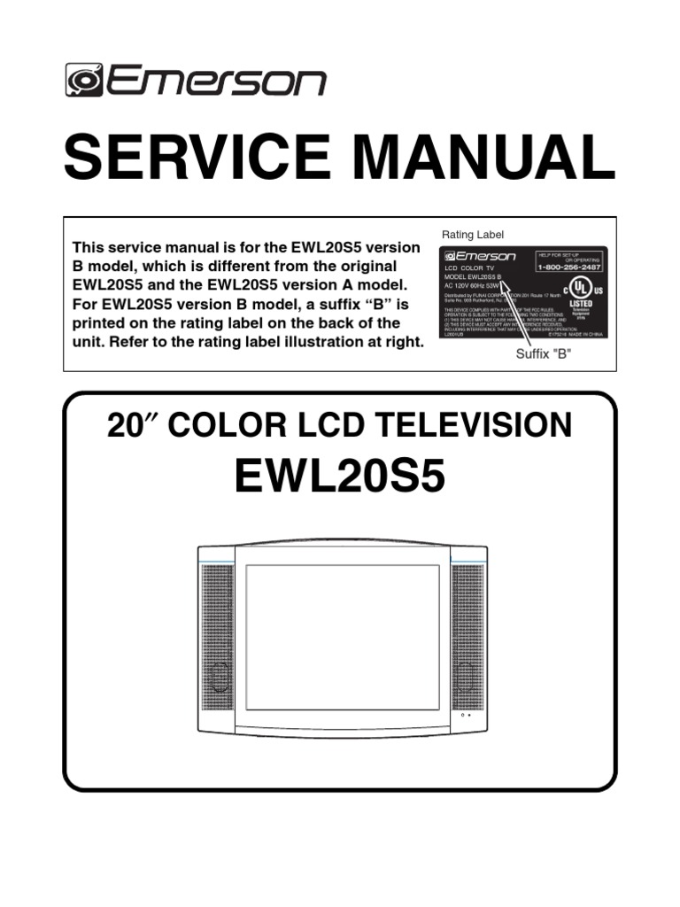 3744643 Emerson Service Manual LCD TV EWL20S5 B | Conector eléctrico