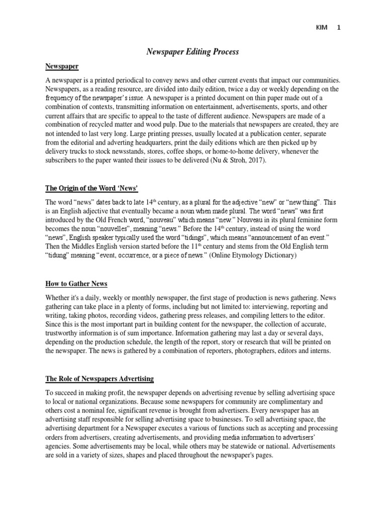 Final Draft Revision PDF Newspapers News