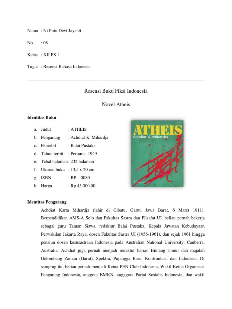 Resensi Novel Atheis