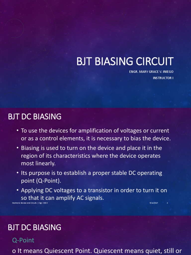 BJT Biasing Circuit PDF PDF Amplifier Bipolar Junction Transistor