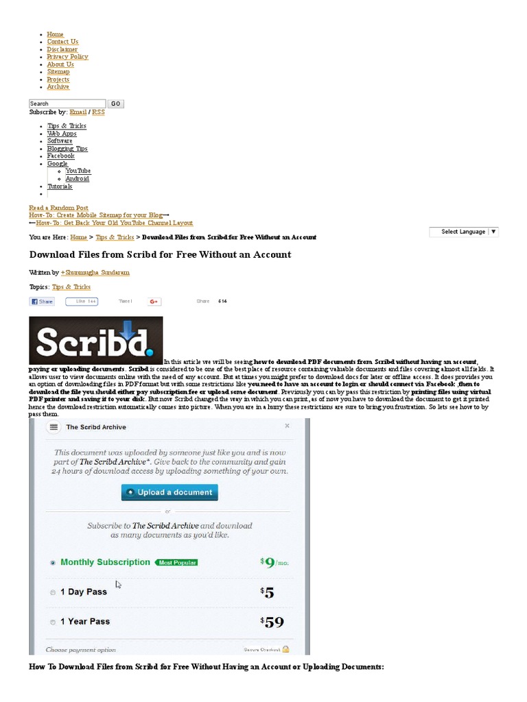 Download Scribd Documents For Free