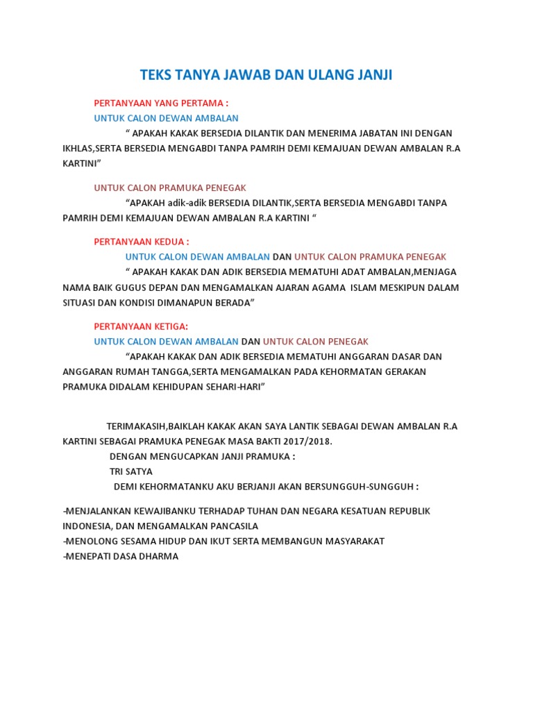 Sumpah Janji Pramuka Pdf