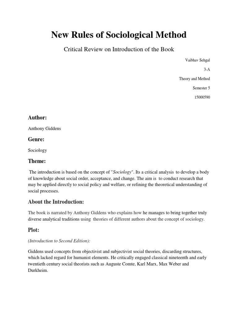 New Rules of Sociological Method Review | PDF | Sociology ...