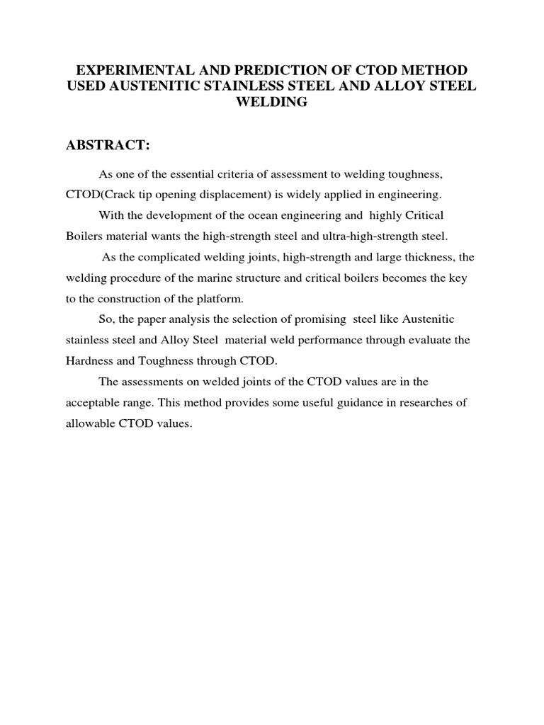 CTOD Method for Steel Welding Analysis | PDF