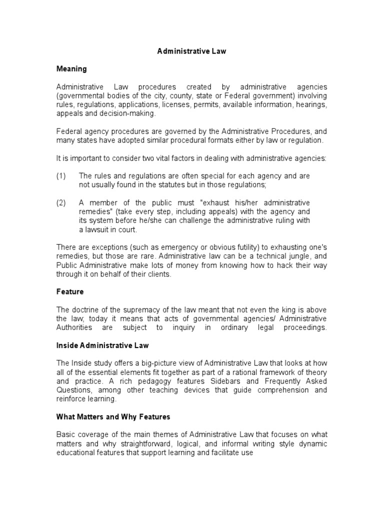 5 Features of Administrative Law Administrative Law Government Agencies