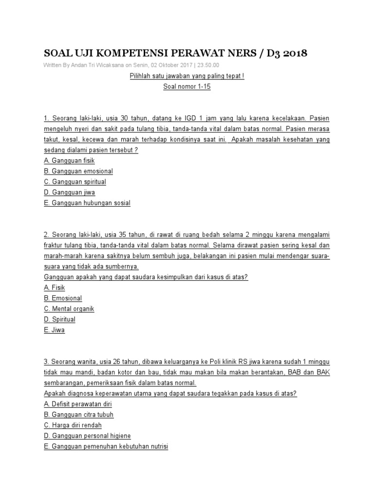 36++ Contoh soal keperawatan jiwa beserta pembahasannya info