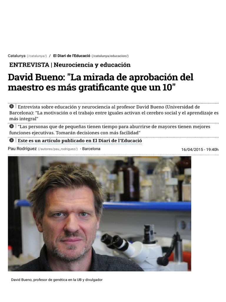 David Bueno - La Mirada de Aprobación Del Maestro Es Más Gratificante Que  Un 10, PDF, Cerebro