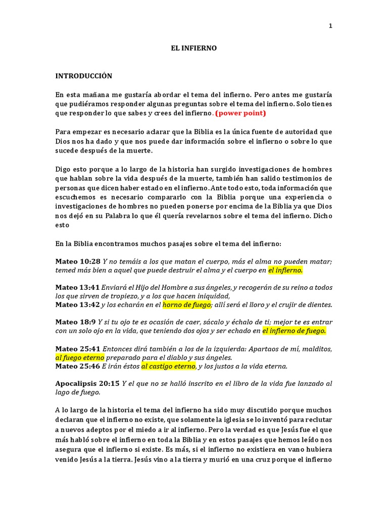 El Infierno según la Biblia | PDF | Infierno | Cristo (título)