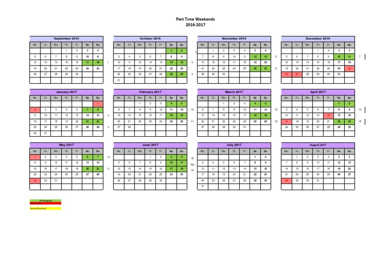 Weekend Dates 2016 17 | PDF