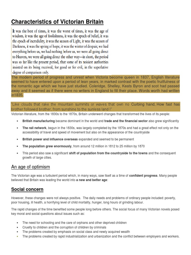 Characteristics of Victorian Britain PDF Victorian Era United Kingdom