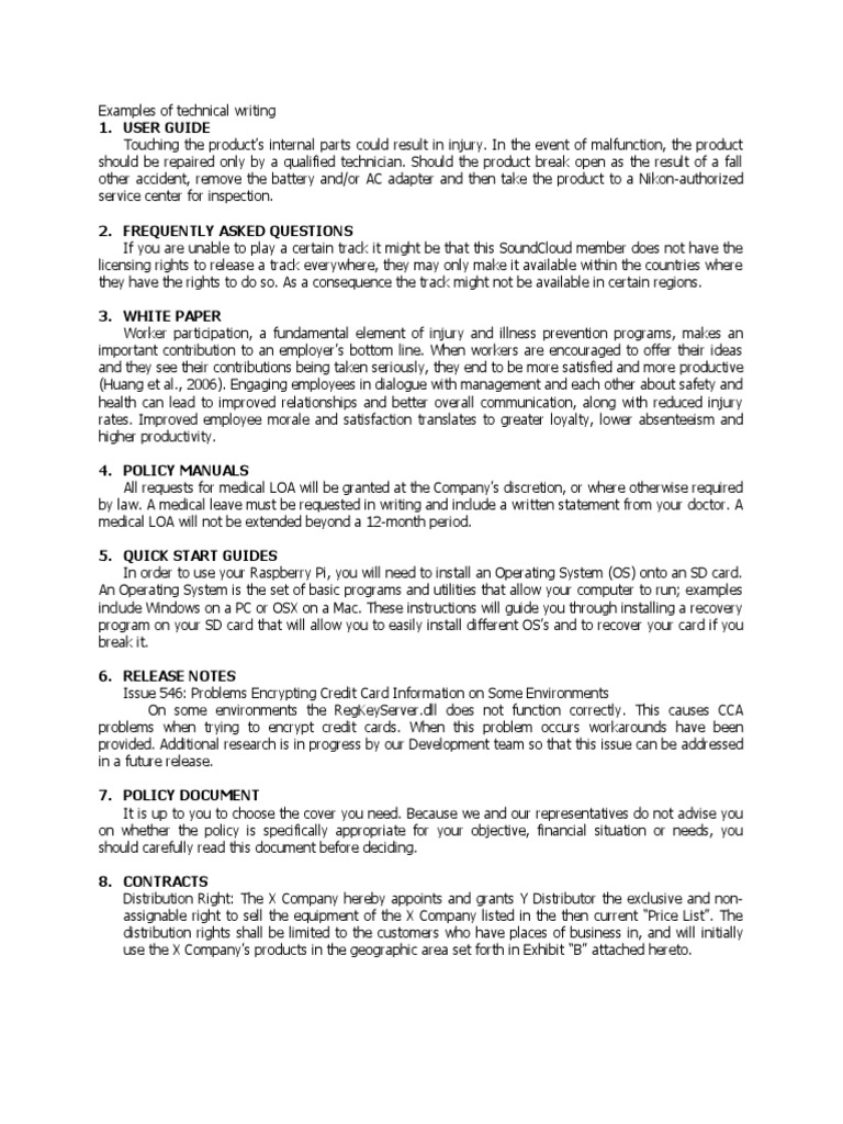 Technical Writing Examples Overview | PDF | Employment | Operating System