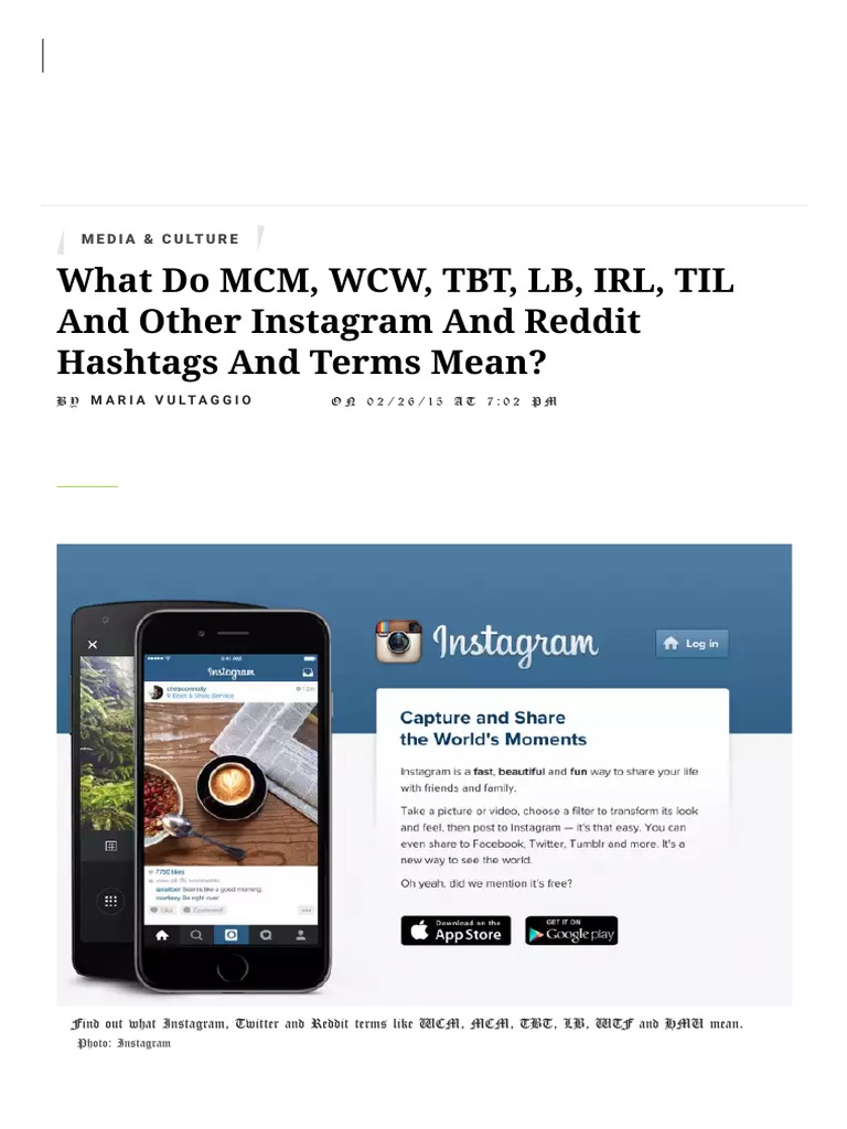 What Do MCM, WCW, TBT, LB, IRL, TIL and Other Instagram and Reddit
