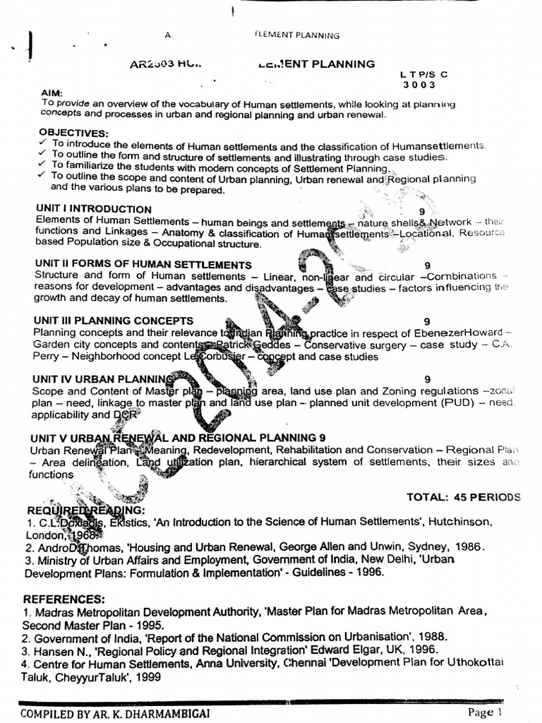 Human Settlement Planning | PDF