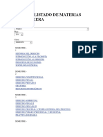 Listado de Materias Por Carrera