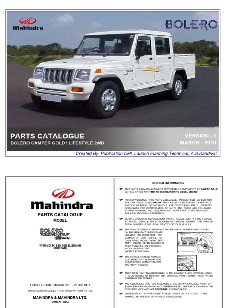 Bolero Camper Gold Lifestyle RHD Ps Diesel Bsiii 2wd Ver 1 March