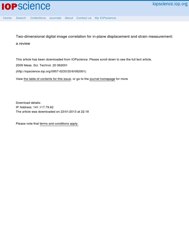 Two Dimensional Digital Image Correlation For in Plane Displacement and ...