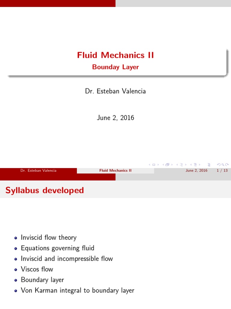 Fluid Mechanics II: Bounday Layer | PDF | Fluid Mechanics | Boundary Layer