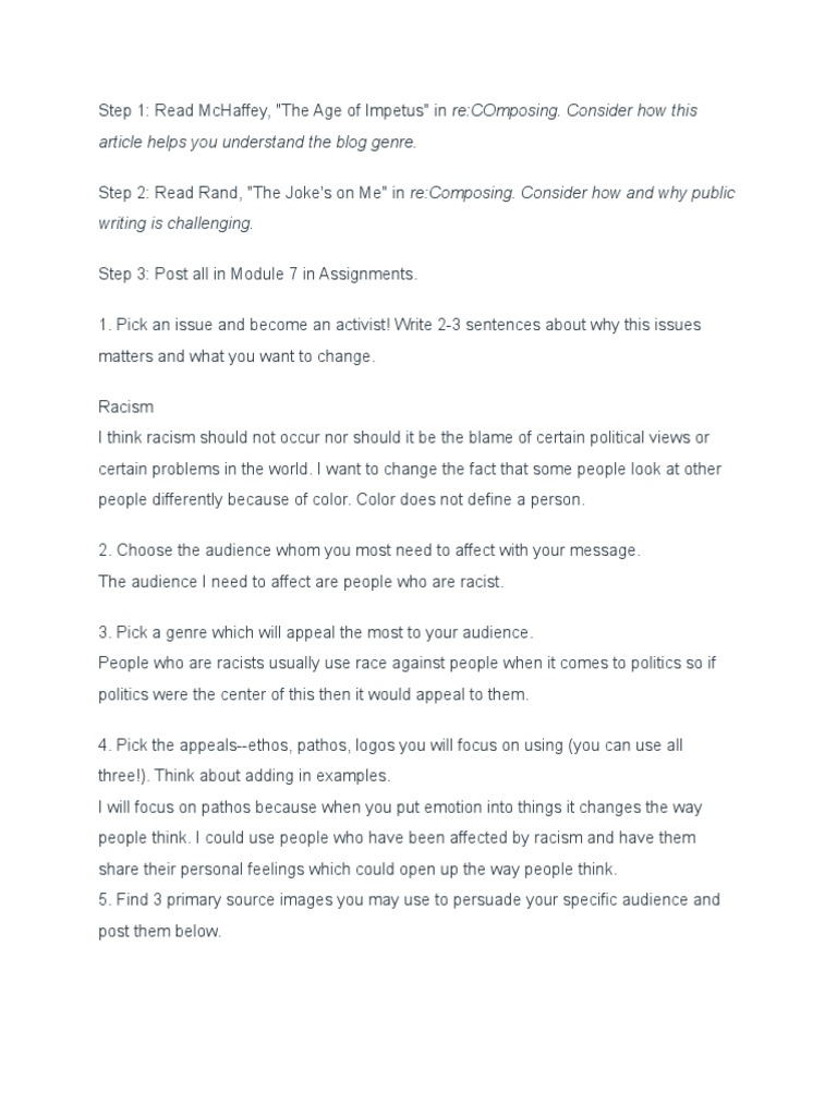 Activism Against Racism: A Writing Guide | PDF | Career & Growth ...