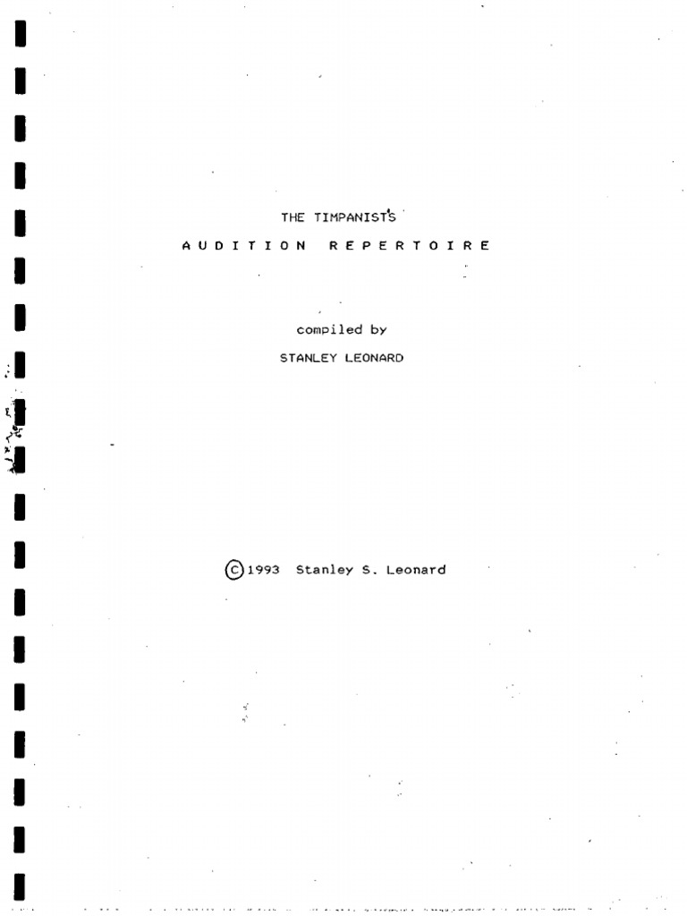 The Timpanist's Audition Repertoire Stanley Leonard PDF