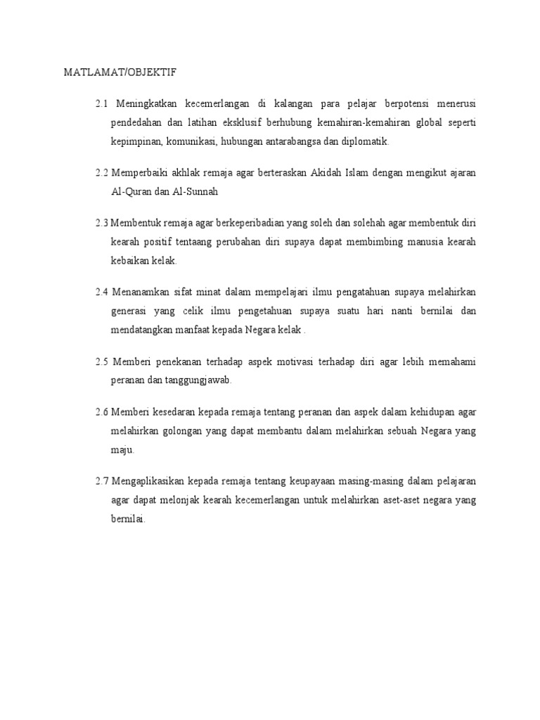 Matlamat Kem Jati Diri Pdf