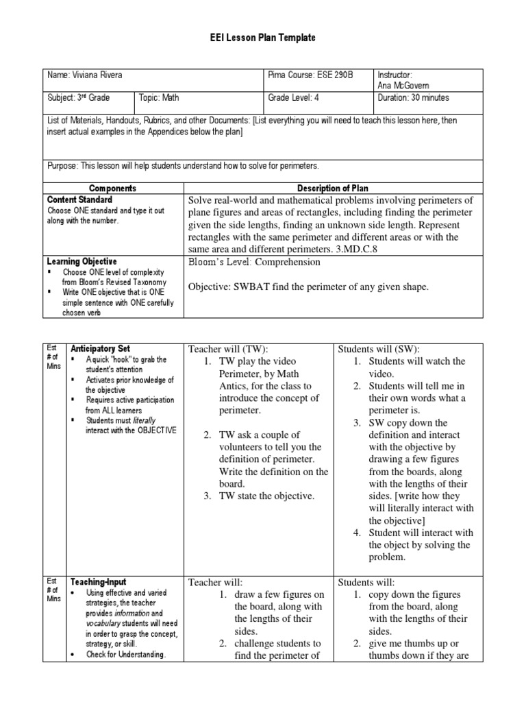 final draft m2a1 lesson plan | Lesson Plan | Educational Assessment
