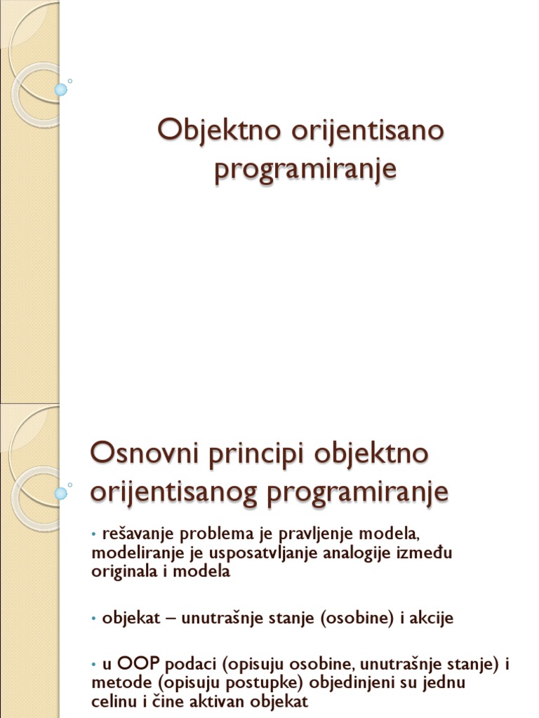 Osnovni Principi Objektno Orijentisanog Programiranja | PDF