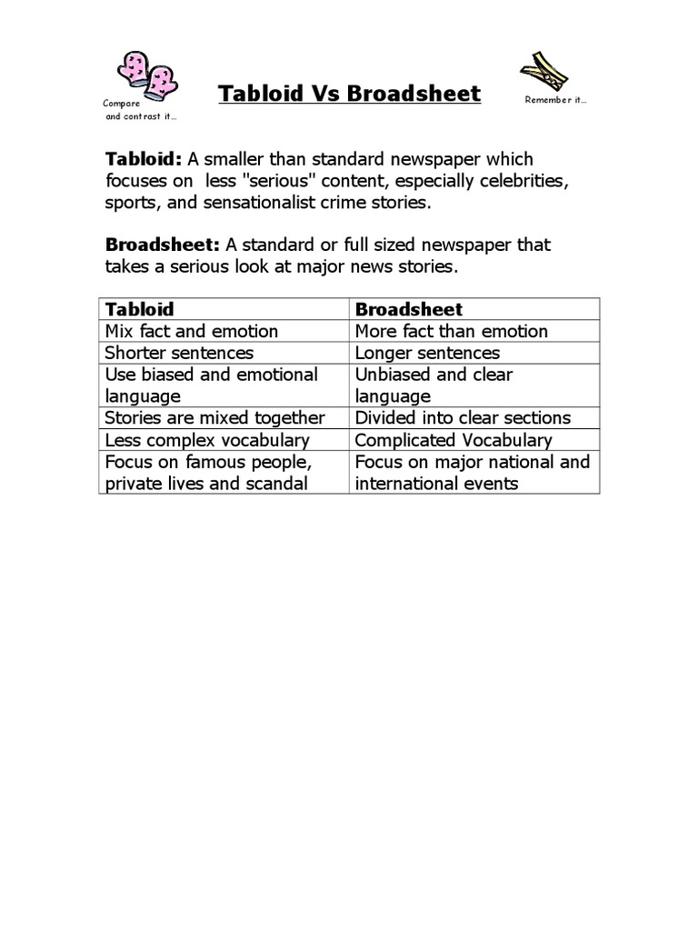 Tabloid Vs Broadsheet | PDF
