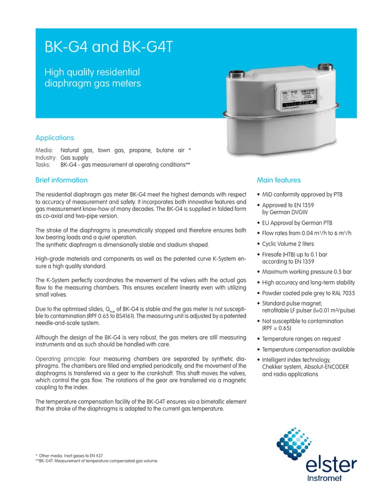 BK G4 Balgengasmeter (E) | PDF | Flow Measurement | Gases