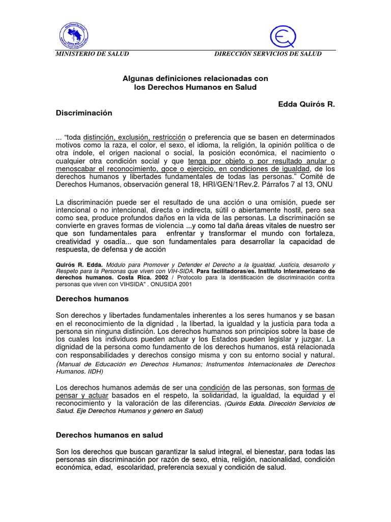 cONCEPTOS DE DERECHOS HUMANOS PDF | PDF | Igualdad de género | Estudios ...