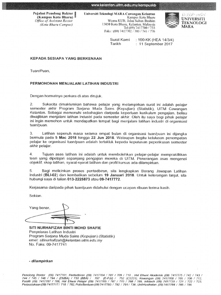 Surat Mohon Tempat Li Am Mst699 Pdf Pdf