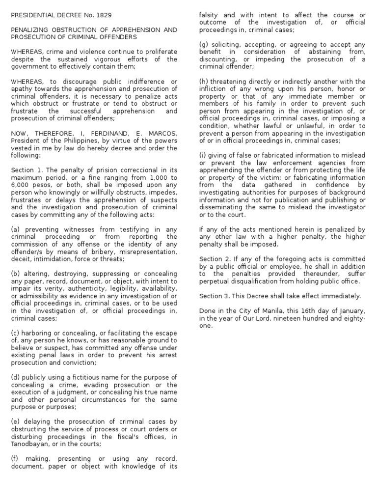 Penalties for Obstruction of Justice | PDF | Crime & Violence | Crime ...