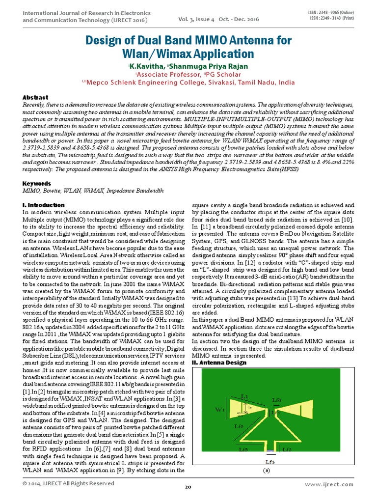 Design of Dual Band MIMO Antenna For Wlan/Wimax Application | PDF | Wi ...