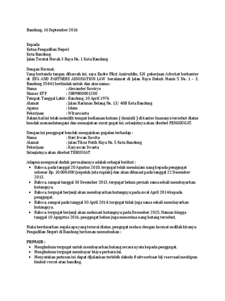Surat Gugatan Verzet - SuratMenyurat.net