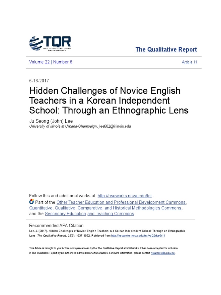 Hidden Challenges of Novice English Teachers in A Korean Independent ...