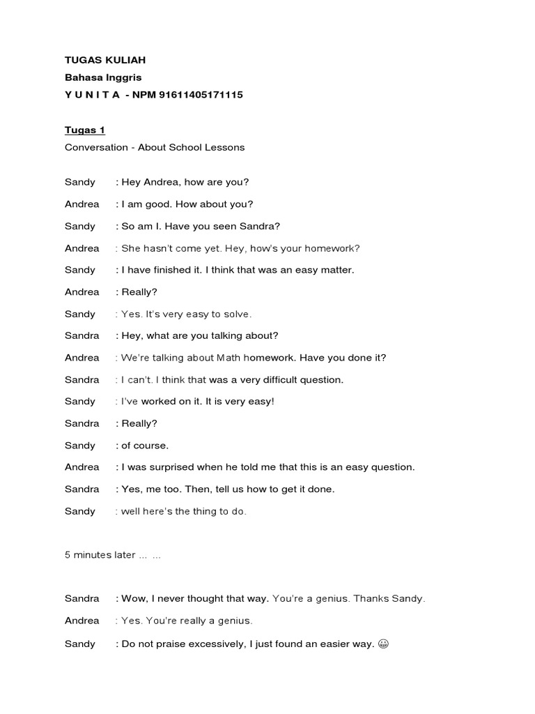English Assignment: Conversations & Questions | PDF