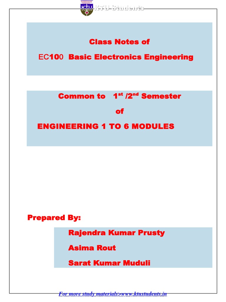 Basic Electronics Engineering Notes | PDF | P–N Junction | Diode