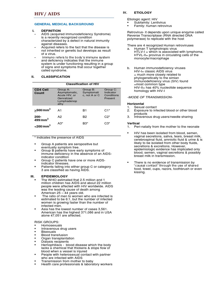 Hiv/ Aids: General Medical Background | PDF | Retrovirus | Hiv/Aids