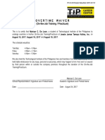 Overtime Waiver: (On-the-Job Training / Practicum)