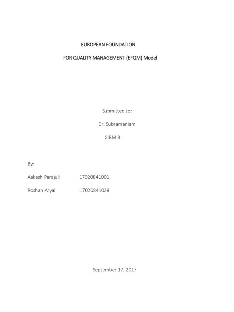 European Foundation For Quality Management (Efqm) Model | PDF ...