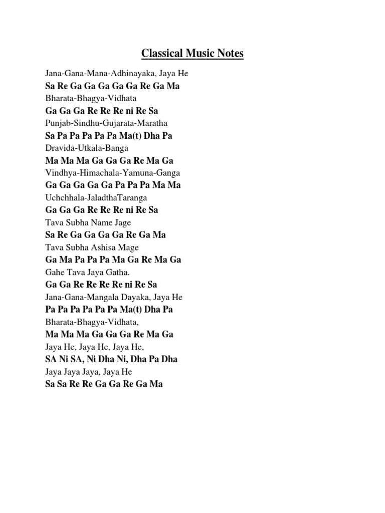 Lyrics And Notes