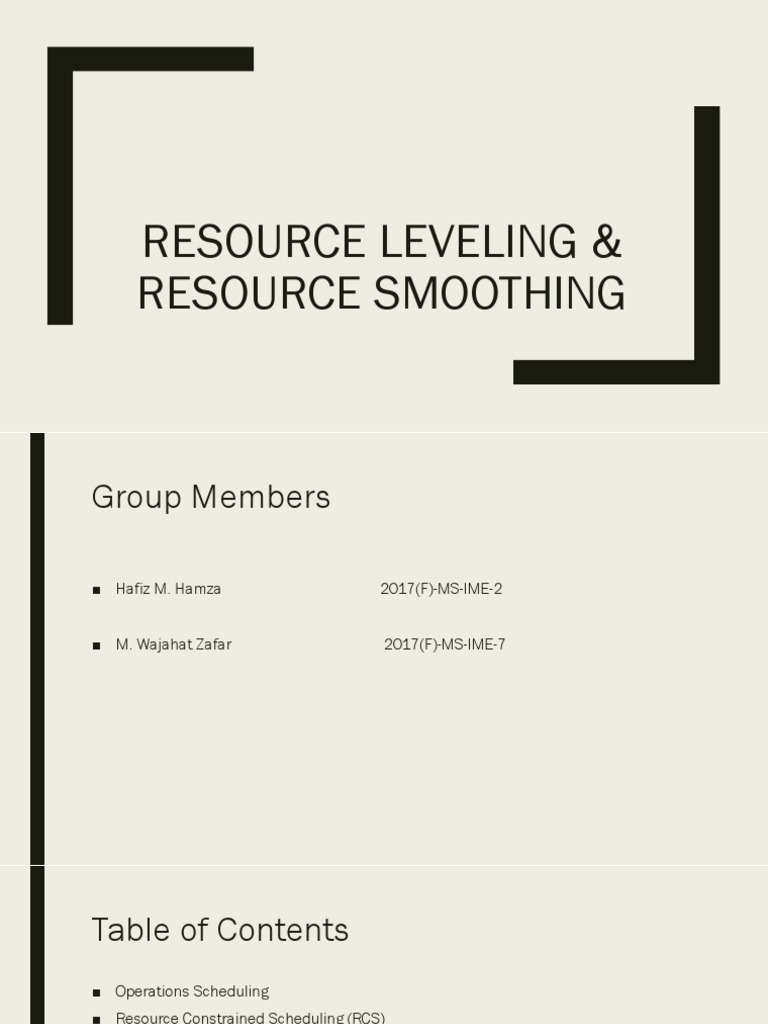 Resource Leveling & Resource Smoothing | PDF | Resource | Production ...