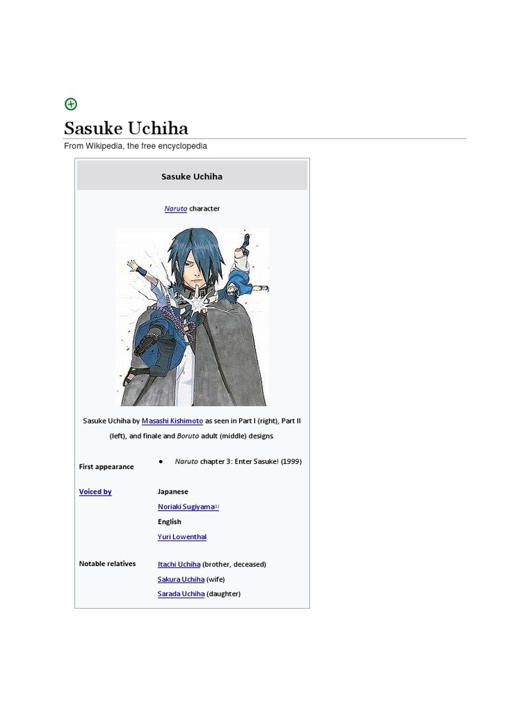 Sasuke Uchiha Manga Anime