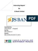 Internship Report On: JS Bank Limited