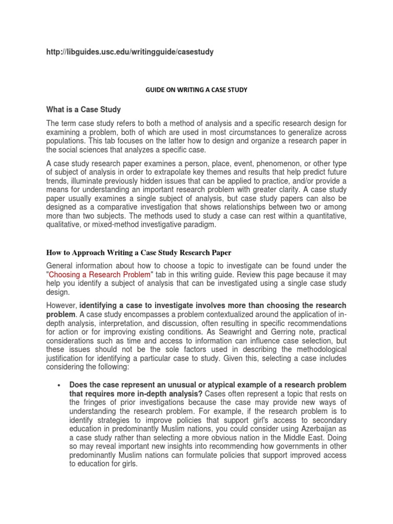 Case Study Writing Guide | PDF | Case Study | Science