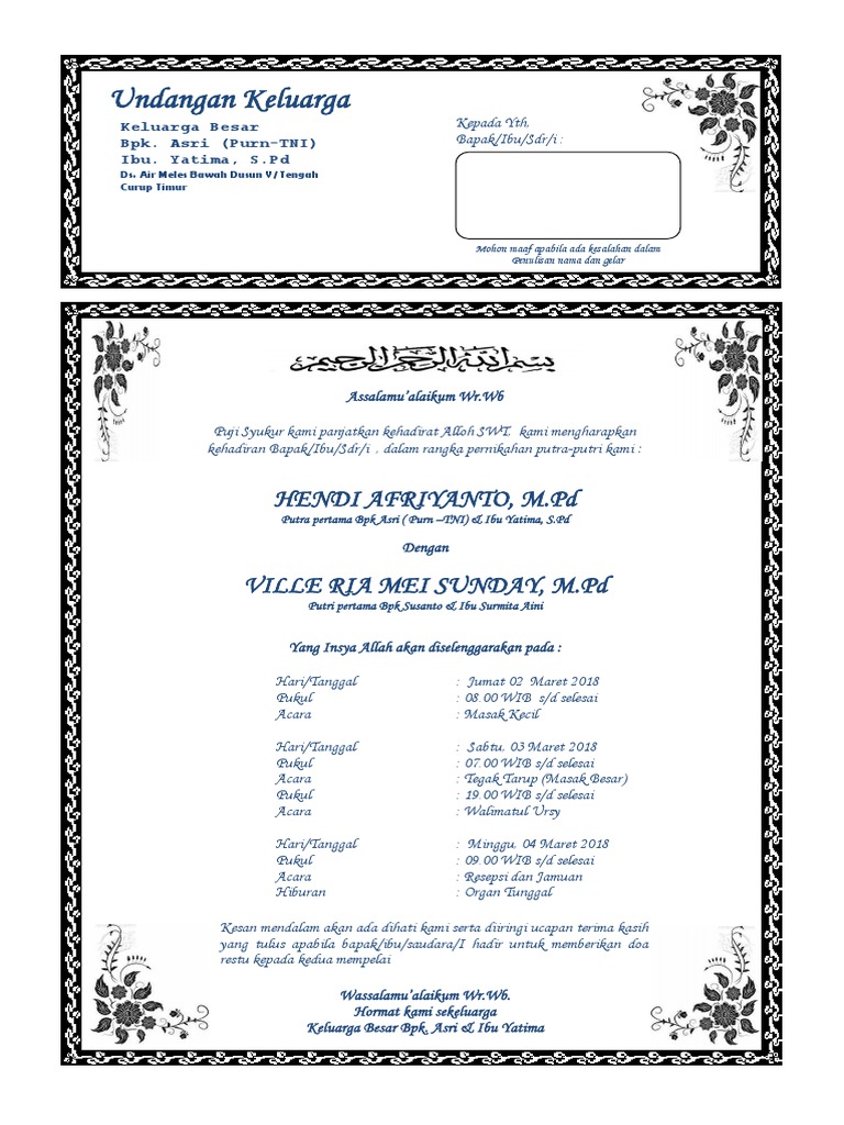 Contoh Surat Undangan Rapat Panitia Pernikahan Pdf